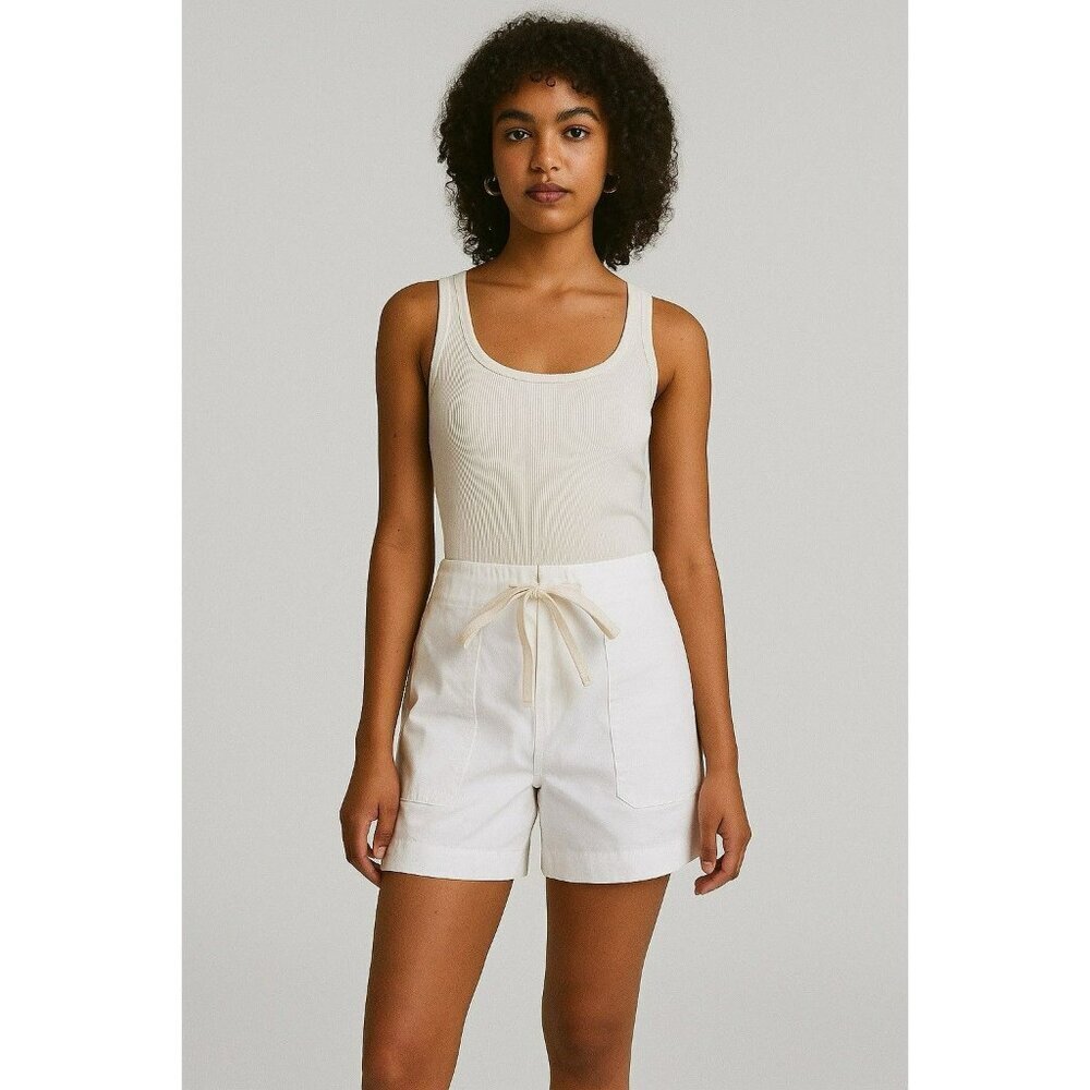 LOFT Drawstring Waist Shorts Women’s Size 8 White Front And back Pockets
